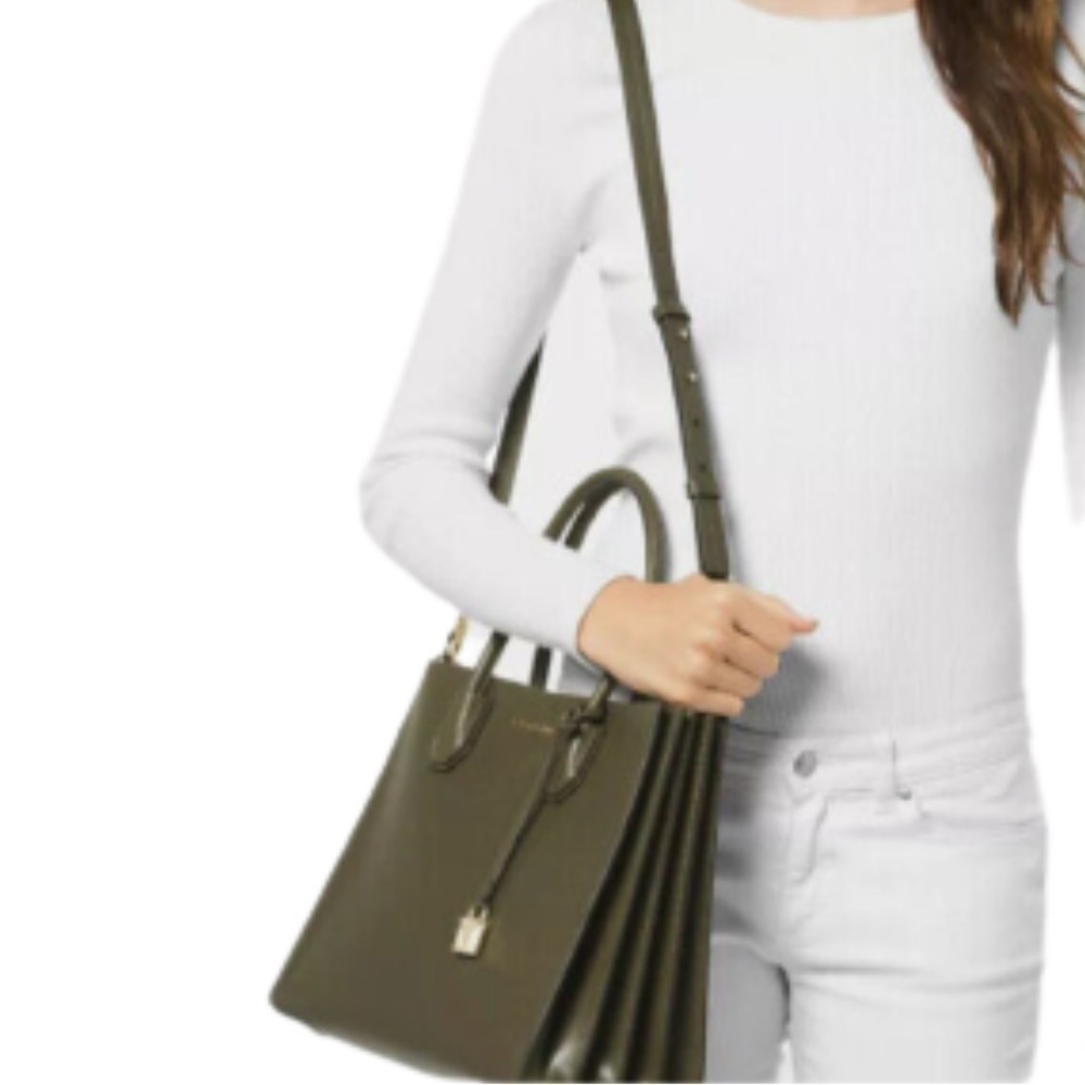 Michael Kors Mercer LARGE Accordion Olive Tote Handbag Shoulder Bag BRAND NEW - Picture 2 of 6